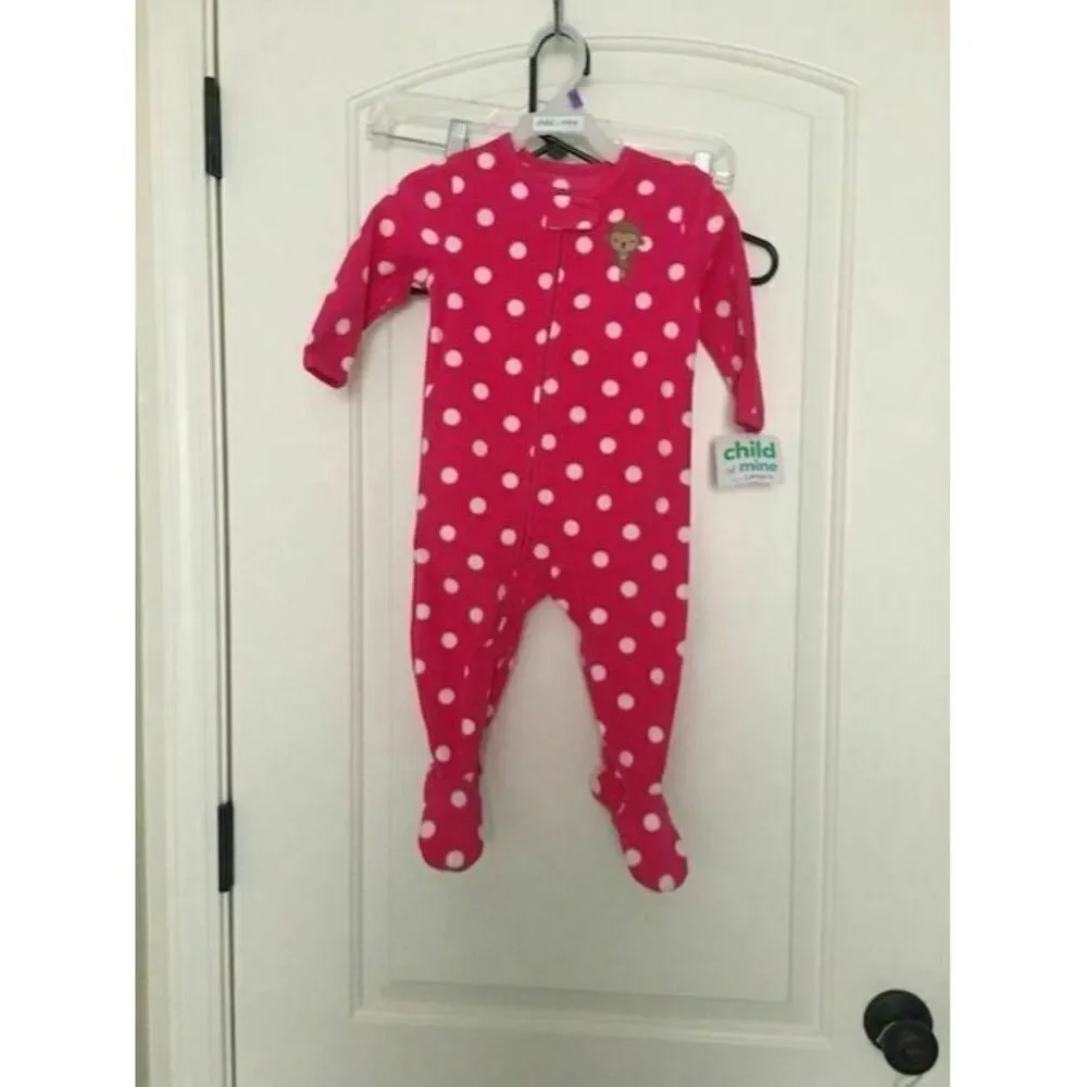 1pc Carter's Baby Unisex Baby Footed Polka Dot Fleece Pajamas 1pc Size 12 Months
